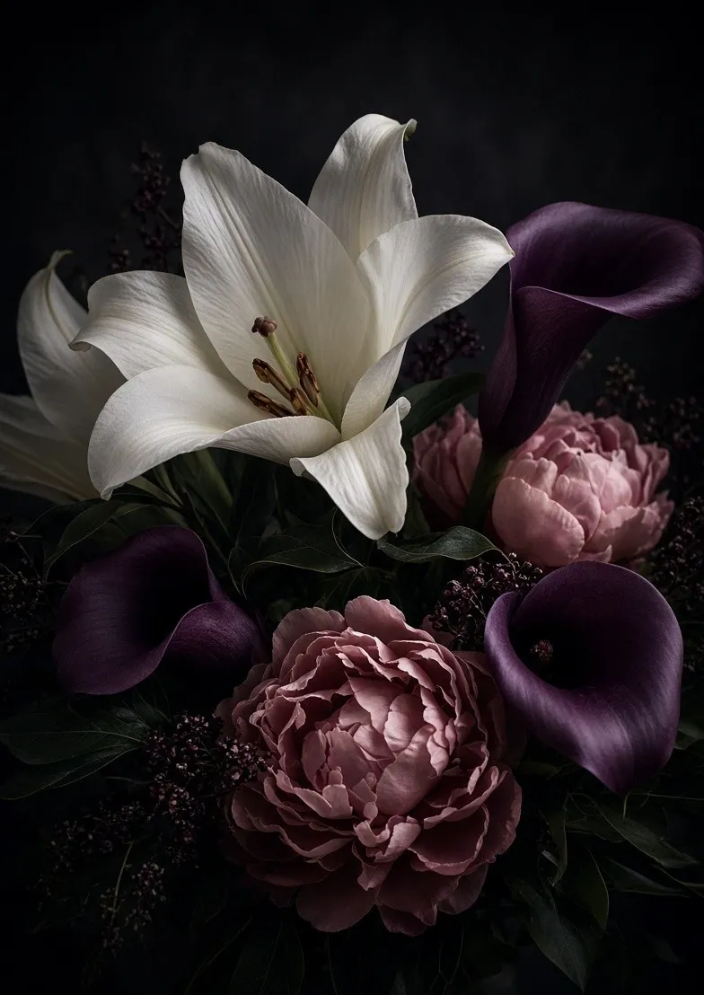 A signature bouquet being hand-arranged